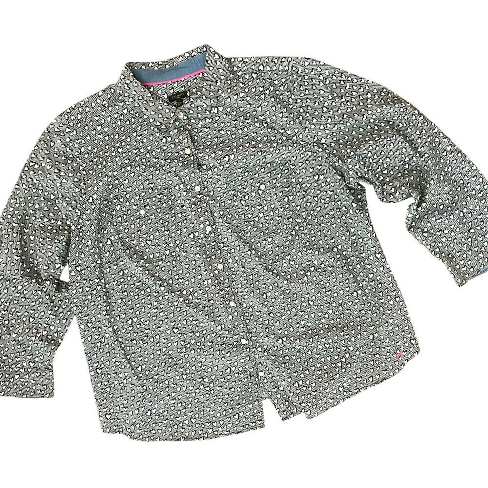 Talbots Perfect Shirt All Over Heart Print Long Sleeve Button Up Plus Size 22W - Picture 2 of 14